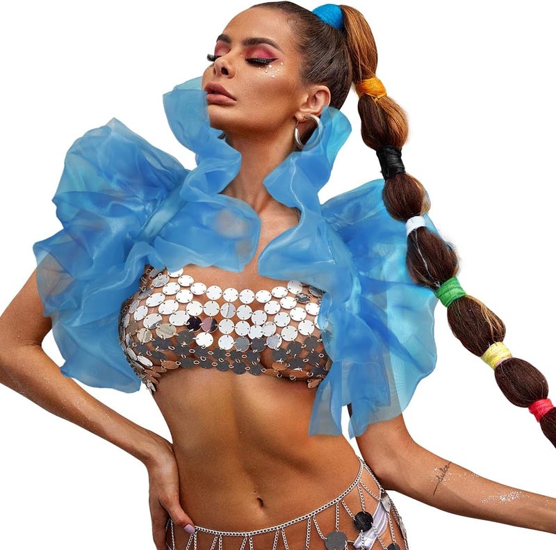 UQJE Victorian Natural Feather Shawl Shrug Shoulder Wrap Gothic Collar Costume Accessories - Image 2